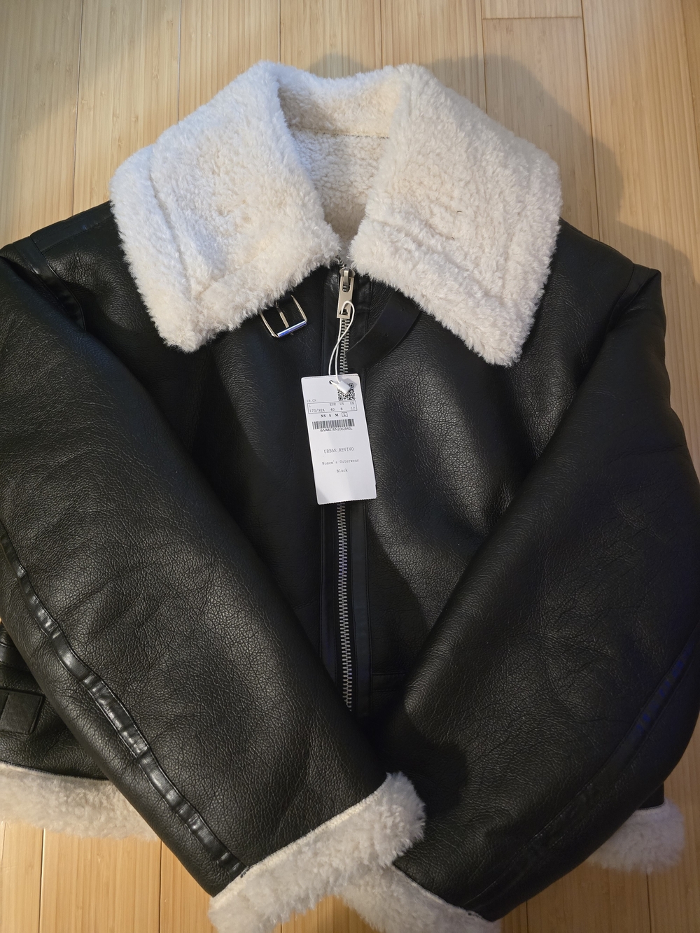 Urban Revivo Faux Leather Sherling Jacket L NWT - Picture 2 of 7